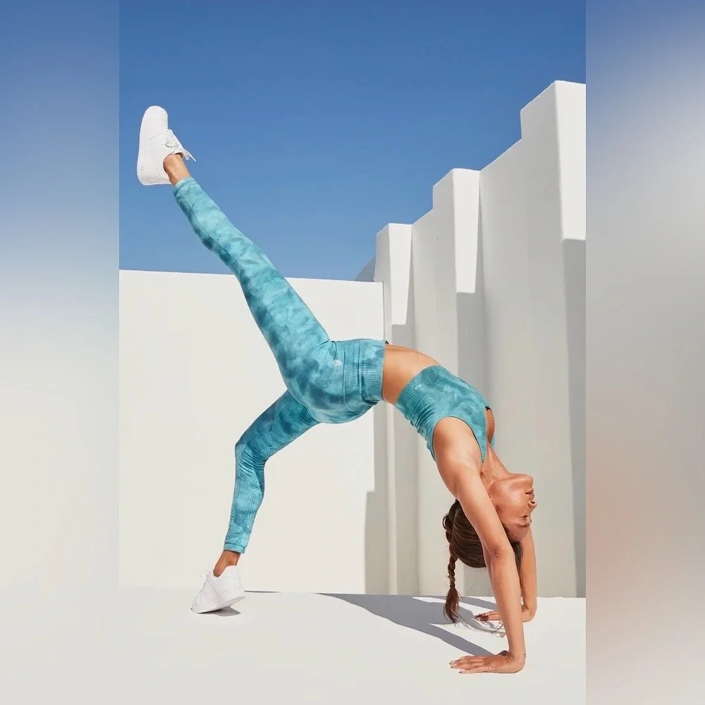FP Movement by Free People Good Karma in Vibrant Blue Tie-Dye Leggings - Picture 3 of 7